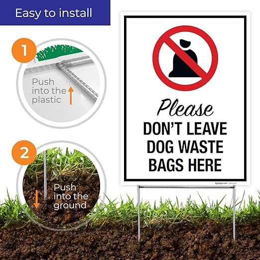No Pets Allowed in Athletic Field Areas (4 Pack) Double Sided 12x18 Inches, Corrugated Plastic with Metal H Stake, Made in USA