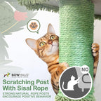 CAPHAUS Cactus Cat Tower for Indoor Cats, Cute 40-Inch Small Cactus Cat Tree w/Widened Perch for Large Cats & Kittens, Multi-Level Cat Activity Tree w/Scratching Post, Tunnel, Basket, Cat Cave Condo