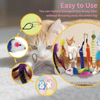 15PCS Cat Wand Toy Accessories, Cat Feather Toy Attachments Replacements, Mouse Toy and Tassels Strip for Indoor Cats Kitten