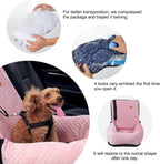 Dog Car Seat for Small Medium Dogs Up to 40lbs, Detachable Washable Soft Pet Booster Travel Bed for Front & Pink Seat with Safety Leash Belt