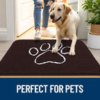 OLANLY Dog Door Mat for Muddy Paws 54x24, Paw Print Design, Absorbs Moisture and Dirt, Absorbent Non-Slip Washable Doormat, Quick Dry Chenille Mud Mat for Dogs, Entry Indoor Entryway Carpet, Brown