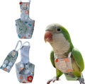 Snap-Closure Parrot Diaper Flight Suit for Cockatiels, Lovebirds & Medium Birds Cotton Washable Escape-Proof Harness with Leash Set(Senegal Model)
