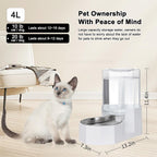 Sfozstra Gravity Water Bowl Dispenser : Automatic 4L White Cat Stainless Steel Feeder Without Filters for Pets Indoor/Outdoor by Owners