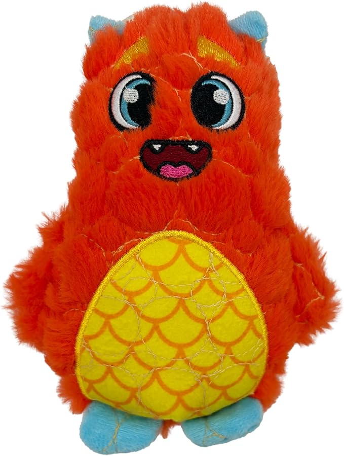 Bite Force - Durable & Strong Dog Toy Orange Monster with Squeaker, Kevlar-Reinforced for Aggressive Chewers.