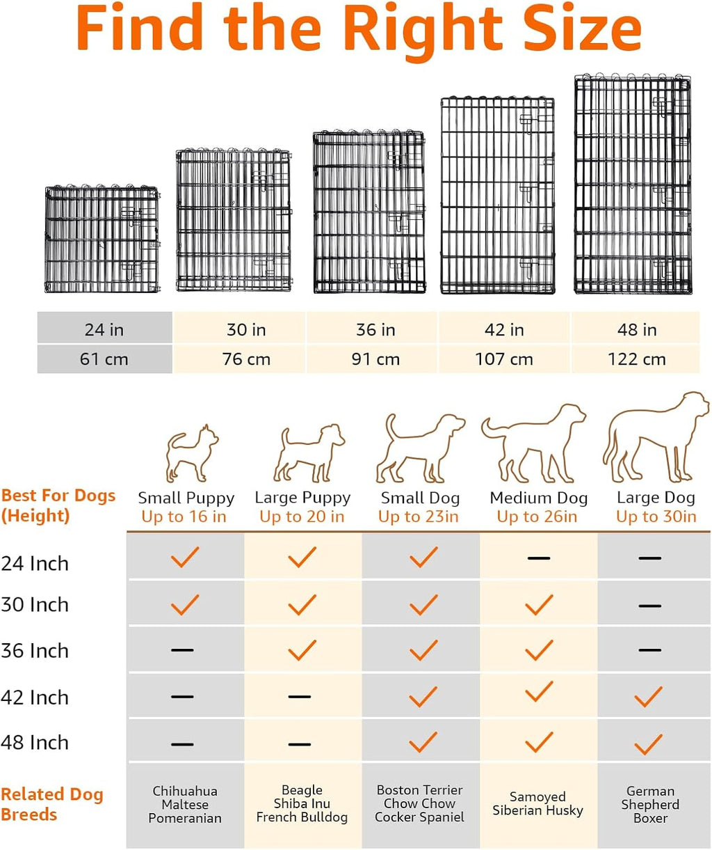 Amazon Basics Foldable Octagonal Metal Exercise Puppy / Dog Playpen - Indoor/Outdoor, Single Door, Extra Small (8 Panels, 24 x 24), Easy to assemble and store, 24" - Puppy, Black