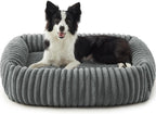 FURTIME Dog Beds Large Sized Dog, Washable Orthopedic Pet Bed with Removable Cover, Rectangle Soft Calming Sleeping Puppy Bed Durable Pet Cuddler with Anti-Slip Bottom, Grey, L(36"x27"x8")