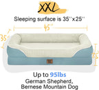 Washable Orthopedic Large Dog Bed - Dog Beds Large Sized Dogs with Removable Cover Waterproof Orthopedic XL Pet Bed with Bolster