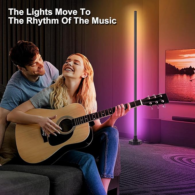 Corner Floor Lamp - Smart RGB LED Corner Lamp with 16 Million DIY Colors, Music Sync, Timer, Silicone and Aluminum, More Than a Light – Your Ambient Genius in Living Rooms Bedrooms Gaming Room