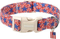 DOGWONG American Flag Dog Collar, Patriotic Independence Day Dog Collar Soft Fabric Pet Dog Collars, Boy Red White and Blue Necklace for Small Medium Large Dogs