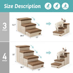 Dog Stairs with Storage, 4-Step Wider Sturdy Dog Steps for Small/Medium/Large Dogs and Older Cats, Folding Doggie Ramp for Bed/Couch/Car Hold Up to 180 lbs (22" H, Brown)