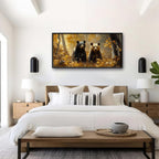 Large Forest Bear Wall Art for Living Room, Black Bear Autumn Canvas Oversized Wall Decor, Wildlife Framed Pictures Painting Print Artwork for Bedroom Office 60L" x 30W"