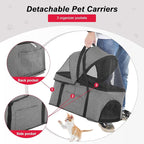 BestPet Pet Stroller Premium 3-in-1 Multifunction Dog Cat Jogger Stroller for Medium Small Dogs Cats with Folding Lightweight Travel & Detachable Carrier,Grey