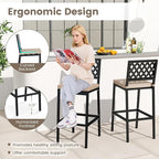 COSTWAY Outdoor Bar Chairs Set of 2, Armless Heavy-Duty Metal Frame Counter Height Chairs with Removable Cushions, Footrest, Ergonomic Backrest, Upholstered Barstools for Patio, Poolside, Backyard