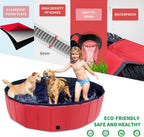 Foldable Dog Pool, 47" x 12" Kiddie Pool with Hard Plastic, Non-Slip Dog Bath Tub for Outdoor Backyard, Collapsible Dog Swimming Pool for Kids Dogs Pets (Red)