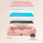 EHEYCIGA Orthopedic Dog Bed for Medium Dogs, Waterproof Memory Foam Medium Dog Beds with Sides, Non-Slip Bottom and Egg-Crate Foam Pet Couch Bed with Washable Removable Cover, Dusty Pink