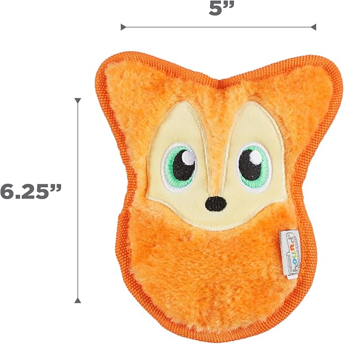 Outward Hound Durablez Minis Stuffing-Free Squeaky Plush Dog Toy for Puppies & Small Dogs - Interactive, Soft Yet Tough, No Mess, Jumbo Squeaker, Long-Lasting Play, Fox