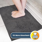Muddy Mat® | Super Absorbent Door Mat Indoor, Microfiber Quick Dry Chenille Entryway Rug, Non-Slip Front Door Mat, Indoor Mats for Entryway, Machine Washable Pet Rug, Charcoal 36" x 120"