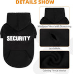 KOOLTAIL Security Dog Hoodie, Fall Puppy Sweater Clothes for Small Medium Large Dogs, Soft Warm Winter Pet Cold Weater Coats Hooded Sweatshirt with Pocket, Dog Halloween Costume for Girl Boy, Black S