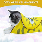 Cat Grooming Wrap for Cutting Nails, 27.6" Anti-Escape Calming Cat Swaddle Wrap for Medicine, Nail Clipping, Teeth Brushing, Ear Cleaning, Self-Adherent Burrito Restraint, (Tiger Print, L)