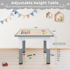 Toddler Table, 7 Level Height Adjustable Kids Play Furniture for Ages 3-8, Rectangular Plastic, 23.6" W x23.6 L, Multi-Activity Desk with Graffiti Desktop for Home & Daycare