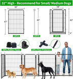 Dog Playpen Outdoor Extra Wide 24 Panels Heavy Duty Dog Fence 47" Height Anti-Rust with Doors Portable for RV Camping Yard, Total 63FT, 316 Sq.ft, Snowy Black