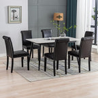 Westice Dining Room Chairs Set of 8 Upholstered PU Leather Kitchen Chairs Dining Room Side Chair with Nailhead Trim and Rubber Wood Legs for Small Space Apartment, Black