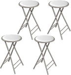 Lavish Home Set of 4 Counter Height Bar Stools - 24-Inch Backless Folding Chairs with 225lb Capacity for Kitchen, Rec Room, or Game Room (White)