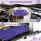 Pecute Pet Grooming Gloves, Large, Heat Resistant, Silicone Bathing and Massaging Gloves with High-Density Teeth and Enhanced Five Finger Design for Dogs and Cats, Purple