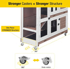 Aivituvin Rabbit Hutch Bunny Cage with Wheels Indoor Outdoor 47" Two Story Guinea Pig Cage with 2 Deep No Leak Tray