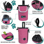 PetAmi Dog Treat Pouch, Large Pet Training Treat Pouch with Pocket, Dog Trainer Essentials Supply Holder with Poop Bag Dispenser, Training Bag for Kibbles Toys, 3 Ways to Wear (Pink)