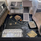 Aivituvin Rabbit Hutch Indoor Bunny Cage Outdoor Bunny House with Wire Floor Leakproof Plastic Tray