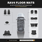 AOMSAZTO Floor Mats for Toyota RAV4 2013-2018 (Not for Hybrid) Full Set All Weather TPE Custom Fit Floor Mats for Toyota RAV4 1st & 2nd Row Car Mats Trunk Frunk Mat