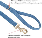 Soft Corduroy Dog Collar and Leash Set Adjustable Durable Dog Collars with Metal Buckle and Lead for Large Dogs,Royal Blue