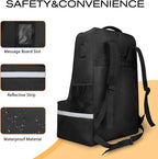 LARIPOP Car Seat Travel Bag for Airplane Gate Check Approved, Padded Backpack with Adjustable Straps, Reflective Strips & Protective Feet for Infant Convertible Booster Seats, Black
