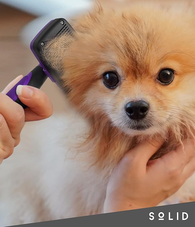 Pet Slicker Brush - Dog & Cat Brush for Shedding & Grooming - Dematting & Detangling Self-Cleaning Brushes for Dogs, Cats & Pets