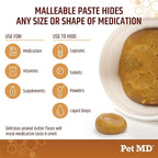 Pet MD Wrap A Pill Peanut Butter Flavored Pill Paste for Dogs - Make a Pocket to Hide Pills and Medication for Pets - 59 Servings