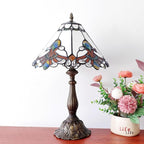 Tiffany Lamp White Baroque Style Stained Glass Lamp 12X12X19 inch Vintage Bedroom Table lamp 3-Way Tiffany Style Reading Desk Light for Home Living Room Office Include Light Bulb
