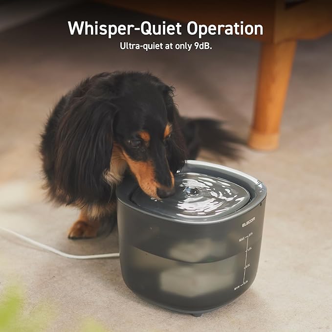 ELECOM Automatic Pet Water Fountain for Cats and Dogs, 9dB Ultra Quiet Operation, Silent Aqua WD-02 Replacement Water Pump (Pump, 2 Liters)