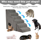 Dog Stairs for High Beds 25-30 inches Tall, 6-Step Dog Steps for High Bed for Doggies/Kitties, 30D Foam Pet Stairs Steps for Small Dogs, Dog Ramp/Ladder for Old Dogs/Cats, Grey