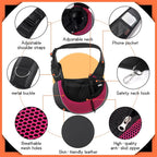 YUDODO Pet Sling Carrier for Small Dogs & Cats – Hands-Free Puppy Carrier with Safety Hook, Large Zipper Pocket, Soft Breathable Mesh, Adjustable Strap & Reflective Strip (Pink 3.0 S)