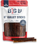 Big Lu - 6-Inch Jerky Gullet Sticks, 12 Count, All-Natural Beef Dog Chews, Grass-Fed, Free-Range, Digestible Treats with Glucosamine and Chondroitin for Joint Health, Dogs
