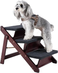 MEWANG Wooden Pet Stairs/Pet Steps - 3-in-1 Foldable Stairs & Ramp for Beds and Cars - Portable Dog/Cat Ladder Up to 220 Pounds - Great for Small and Older Animals(Brown) (24.8" L x 17.2" W x 19.5" H)