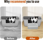 Cat Litter Box Step, Cat Litter Box Ramp Mat with Filter Function for Self-Cleaning Cat Litter Box, Easy to Clean, Cat Pedal Step Stool Ideal for Kitten & Elderly Cats (Light Grey)