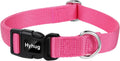 Hyhug Dog Collar with Quick Release Buckle, Nylon Adjustable Sturdy Cute Dog Collars for Large Dogs (Candy Pink, Large)