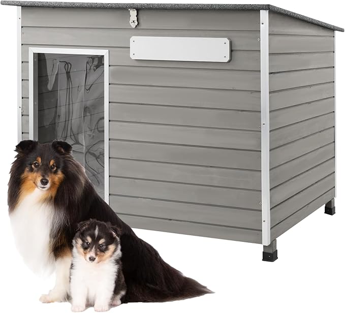Large Dog House Outdoor Weatherproof Wooden Igloo Dog House with Raised Feet for Small to Large Dogs, Dog Houses Breed with Removable Floors, Waterproof House for Dogs Outside PET65