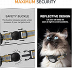 Airtag Cat Collar Breakaway, Odokele Reflective Cats Collars with Apple Air Tag Holder for Kitten, Cat GPS Tracker Adjustable Collars with Safety Quick Release Buckle for Kitties and Puppies - Brown