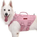 OneTigris Tactical Dog Harness for Small Dogs, No Pull Small Dog Vest Harness with Handles Breathable Military Dogs Molle Vests, Walking Hiking Training (Pink, X-Large)