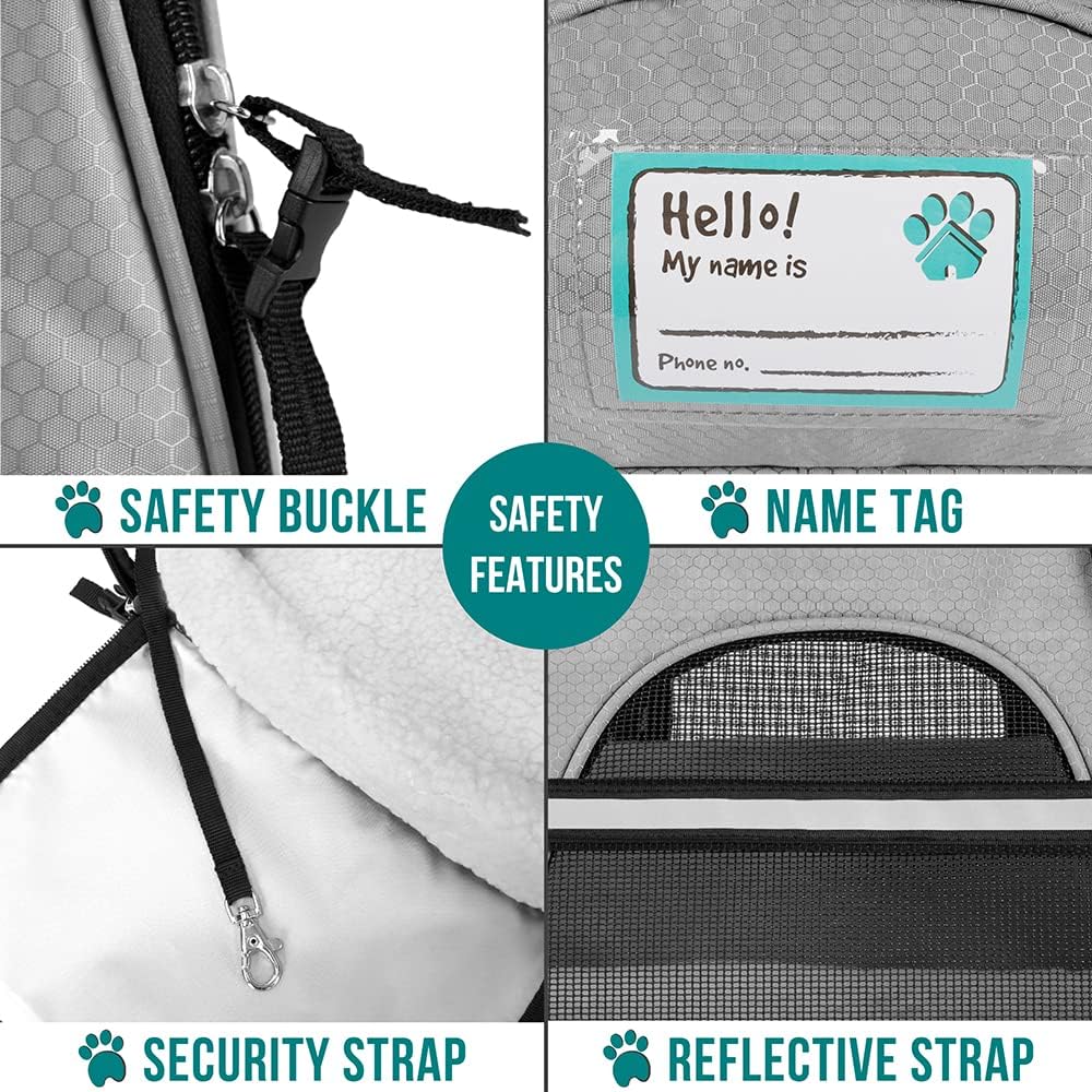 PetAmi Airline Approved Pet Carrier for Cat, Soft Sided Dog Carrier for Small Dogs, Cat Travel Supplies Accessories for Indoor Cats, Ventilated Pet Carrying Bag Medium Large Kitten Puppy, Small Gray
