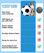 Herding Ball for Dogs 25"- Giant Dog Herding Balls for Outdoor Chase/Train/Exercise, Durable Oxford Soccer Cover with Straps Dog Ball Toy for Australian Shepherd,Cattle,Border Collie Medium Large Dogs