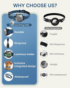 Waterproof Airtag Cat Collar, Breakaway Cat Airtag Collar with Luminous & Reflective Pattern Strap, Lightweight Kitten Collars for Apple Air tag, Hidden Holder for GPS Tracker - Cats, Kittens (9-13")